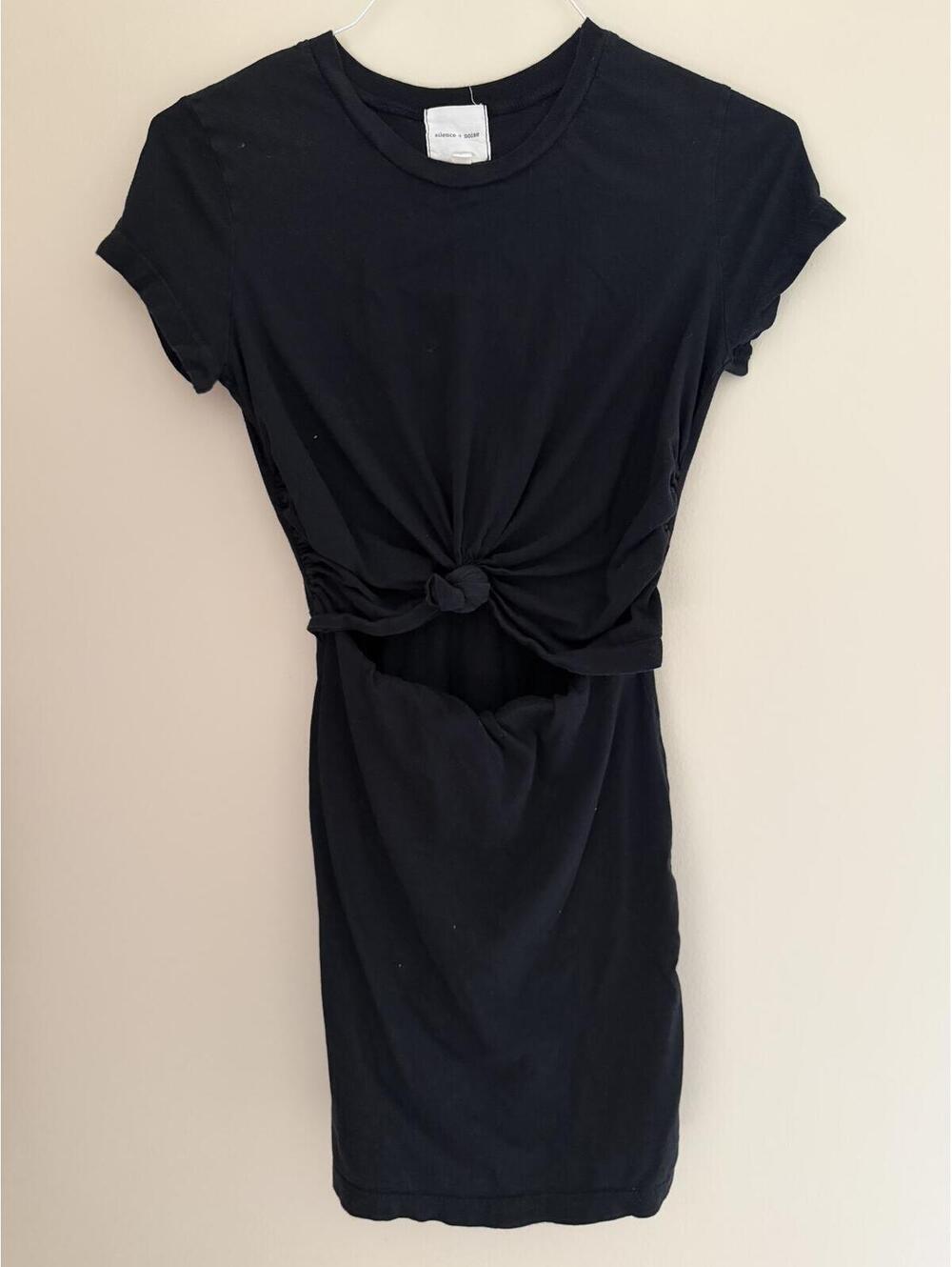 S 100% cotton black dress w/ cut out midsection, Silence + Noise